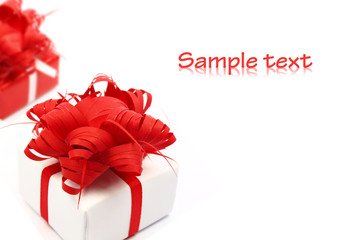 Christmas gifts on white background