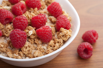 cereal with raspberries