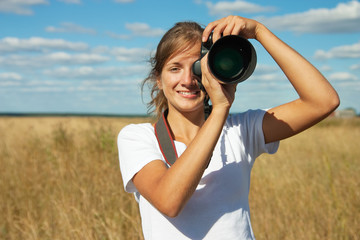 Young woman taking picture