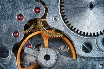 Mechanical jewel watch clockwork , super macro