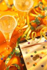 Kalenderblatt, Silvester, Neujahr, Champagner, Glueckspfennig