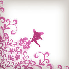 Floral background with little fairy