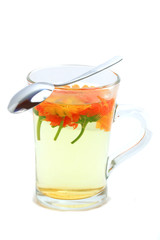 Marigold tea isolated