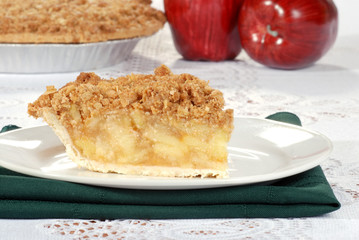 apple crumble with pie in the background