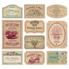 vintage labels set (vector) - obrazy, fototapety, plakaty