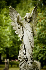 Kamienny cmentarny anioł, pomnik na cmentarzu - obrazy, fototapety, plakaty