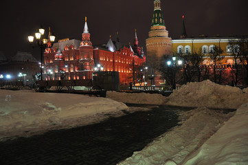 Fototapeta premium Moscow Kremlin and Historical Museum. Winter.