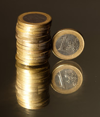 euro coin reflection