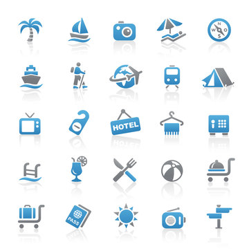 Blue Gray Web Icons - Summer and Vacation - Set 8