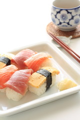 Japnese Sushi and green tea