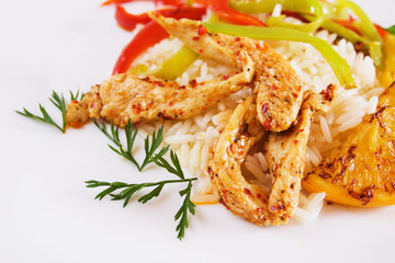 Spicy asian chicken with rice