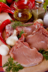 Raw pork loin chops