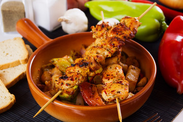 Grilled chicken on skewer