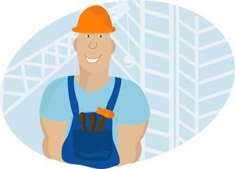 builder in a building helmet