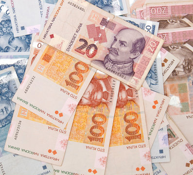 Croatian Kuna banknotes background