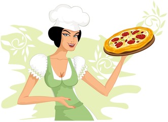 Woman with a pizza