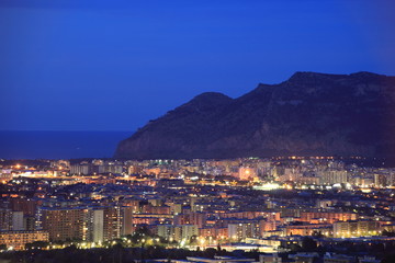 Sicily: panoramic night cityscape of Palermo