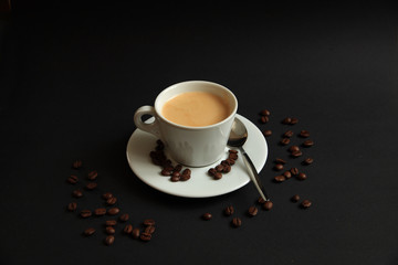 coffee cup and beans