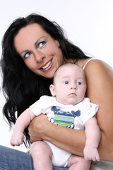 glückliche mama mit baby