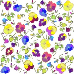 Retro floral background. Pansies.