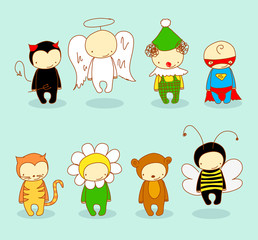 Obraz premium Cute kids in different costumes