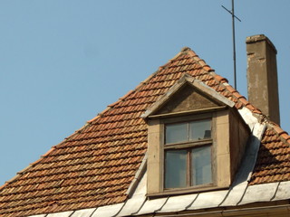 Old tile roof and dormer