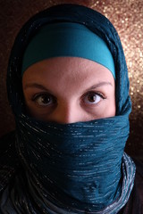 Veiled Woman From The Middle East (golden background)