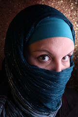 Veiled Woman From The Middle East (golden background)