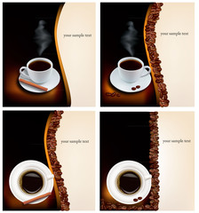 Four design coffee backgrounds. Vector.