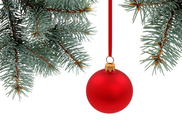 Christmas evergreen tree with glass ball