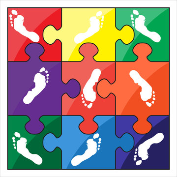 footprint color vector puzzle