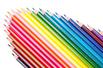 Color pencils on the white background