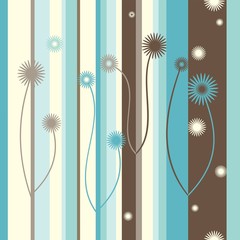Flower silhouettes pattern in striped background - 26375117