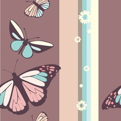Butterflies pattern in stripped background - 26375119