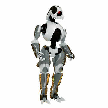 white robot standing isolated clip art preview