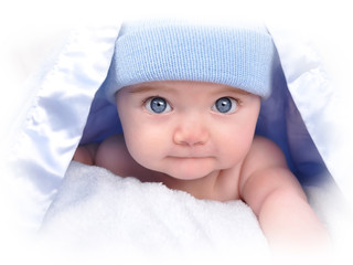 Little Boy Baby Under Blanket
