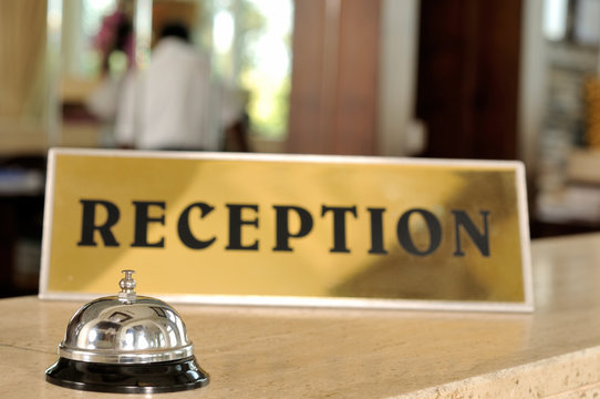 Reception sign of a hotel - a series of HOTEL images.