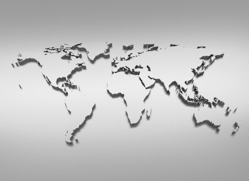 World map silver 3d illustration
