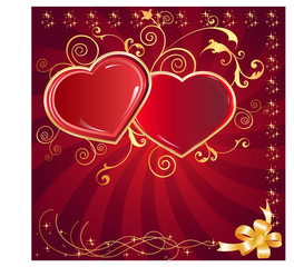 postcard two hearts and love holiday on every day