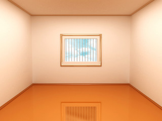 Empty room with bars on the window
