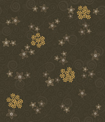 Brown swirls and flowers pattern