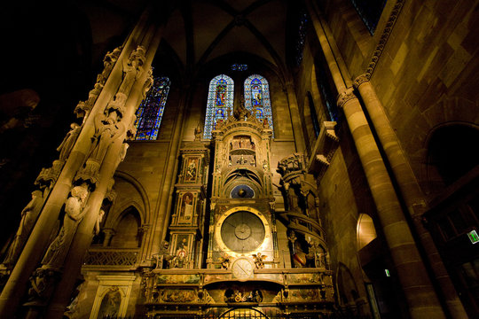 astronomical clock in Cathedral Notre Dame, Strasbourg, Alsace,
