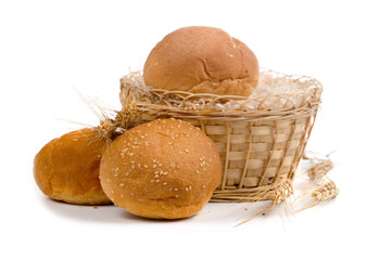 Fresh bread with ears of wheat