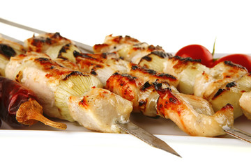 grilled pork shish kebab