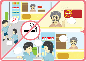 Anti smoking campaign cartoon vector illustration