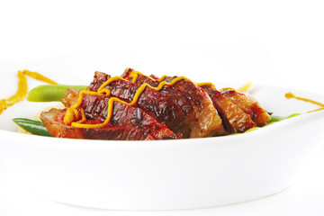 roasted beef served with mustard