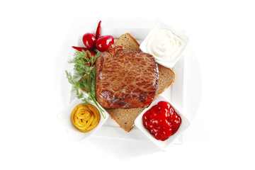 meat and pepper on bread