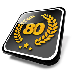 80 jahre, jubiläum, 3d button