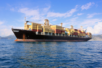 container ship in sea