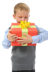 boy holding present box